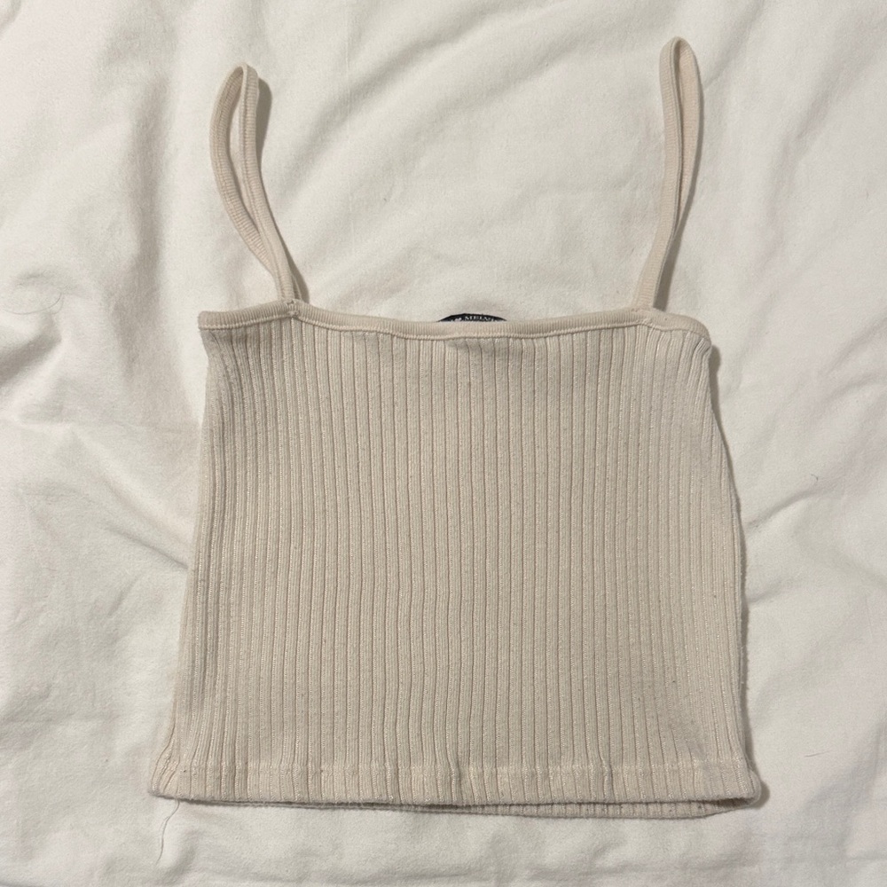 Brandy Melville Cream Ribbed Camisole